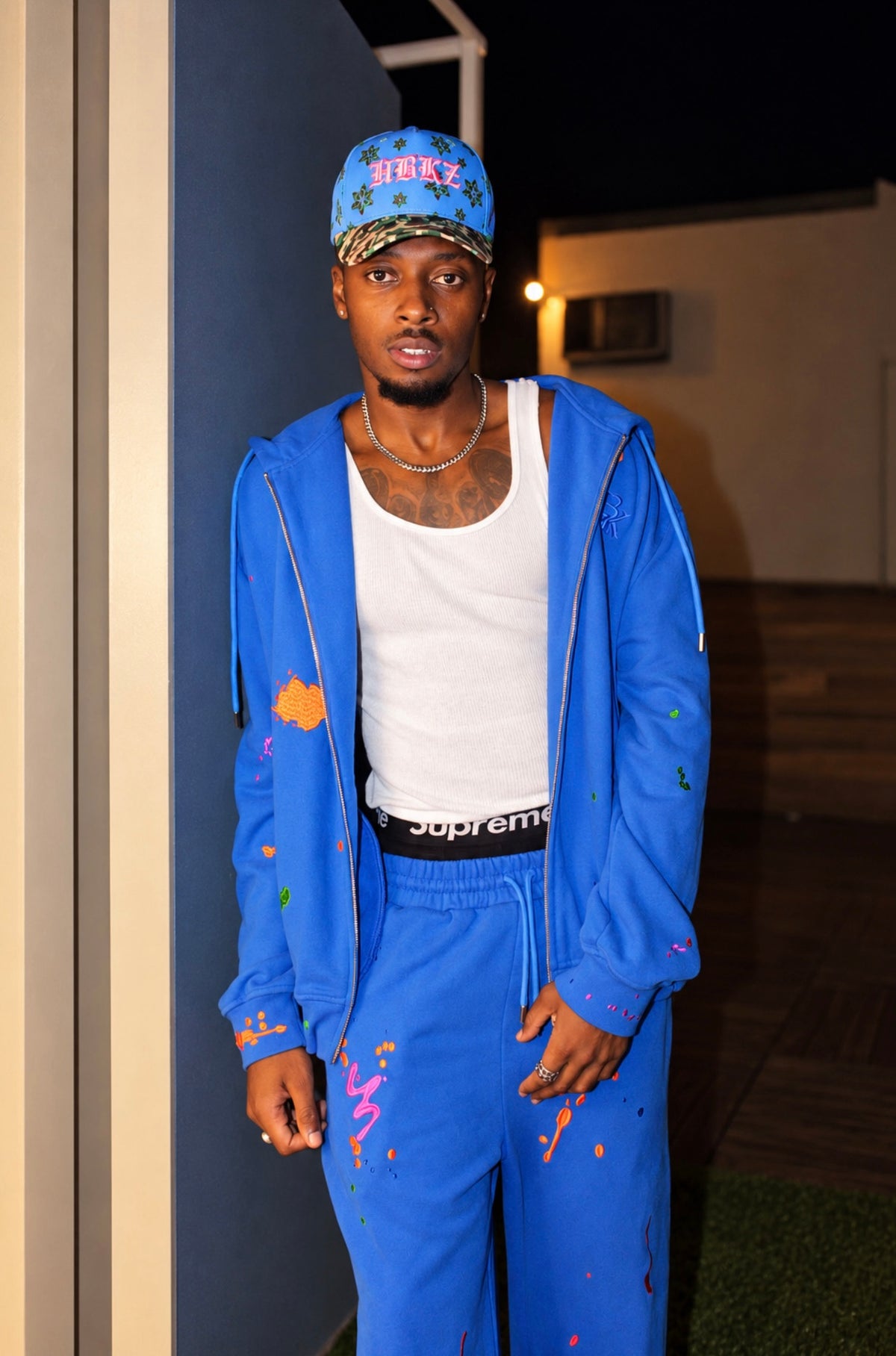 Blue Splatter Paint Sweatsuit – Unisex Matching Set (Pre-Order)